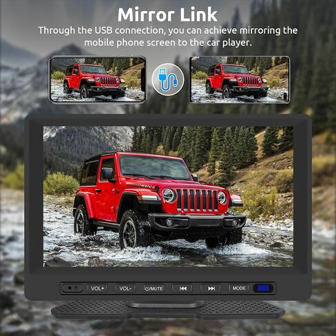 Podofo Wireless Apple Carplay Car Stereo، شاشة تشغيل سيارة محمولة 7 بوصة مع Android Auto، 12 كاميرا احتياطية عالية الدقة LED، بلوتوث، وصلة مرآة، راديو FM/AUX/SWC/TF، مناسب لجميع المركبات in Saudi Arabia