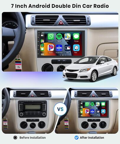 8 Core+2G+64G Android Car Stereo with Wireless Apple CarPlay Android Auto, Double Din Car Radio in-Dash 7 Inch IPS Touchscreen, WiFi, GPS Navi, Bluetooth,FM/RDS, SWC, USB, 32EQ DSP, Backup Camera in Saudi Arabia