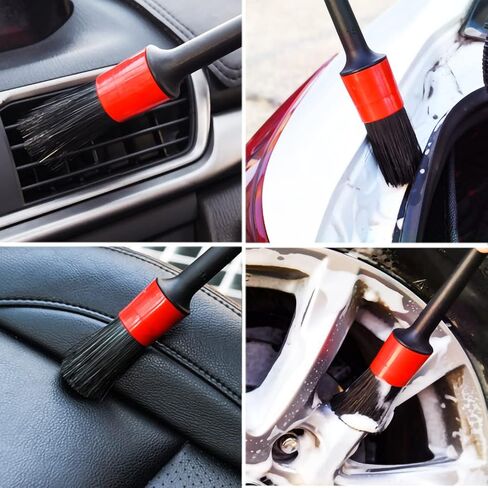 مجموعة 8 فرش لتفصيل السيارة، 3 قطع من شعر الخنزير الطبيعي، أداة تنظيف فائقة النعومة، فرش تفصيلية تلقائية + 5 مجموعة فرش تنظيف بلاستيكية للسيارات لتنظيف عجلات المحرك وشعارات لوحة القيادة وفتحات الهواء in Kuwait
