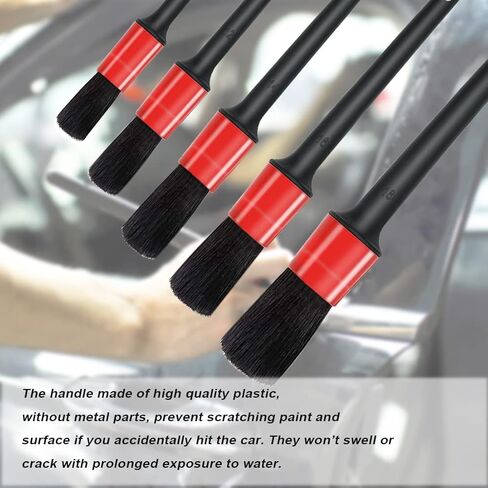 مجموعة 8 فرش لتفصيل السيارة، 3 قطع من شعر الخنزير الطبيعي، أداة تنظيف فائقة النعومة، فرش تفصيلية تلقائية + 5 مجموعة فرش تنظيف بلاستيكية للسيارات لتنظيف عجلات المحرك وشعارات لوحة القيادة وفتحات الهواء in Kuwait