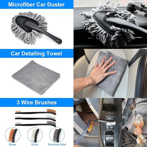طقم تنظيف السيارة، مجموعة فرش تفصيل السيارة، فرش تنظيف السيارة للجزء الخارجي الداخلي in Kuwait