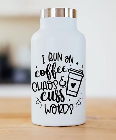 I Run On Coffee Chaos and Cuss Words 5.5 بوصة - ملصقات سيارات للنساء - ملصق فنجان قهوة مقاوم للماء يستخدم للكمبيوتر المحمول، وزجاجة المياه، والجدار، والسيارة in Saudi Arabia