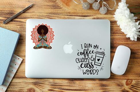 I Run On Coffee Chaos and Cuss Words 5.5 بوصة - ملصقات سيارات للنساء - ملصق فنجان قهوة مقاوم للماء يستخدم للكمبيوتر المحمول، وزجاجة المياه، والجدار، والسيارة in Saudi Arabia