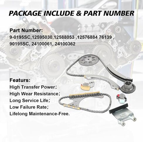 Engine Timing Chain Kit 9-0195SC TK10428D Fits for 2002-2008 Rainier, 2004-2007 Colorado,2004-2006 Trailblazer,2002-2007 Canyon, 2004-2006 Envoy Aftermarket Part in Saudi Arabia