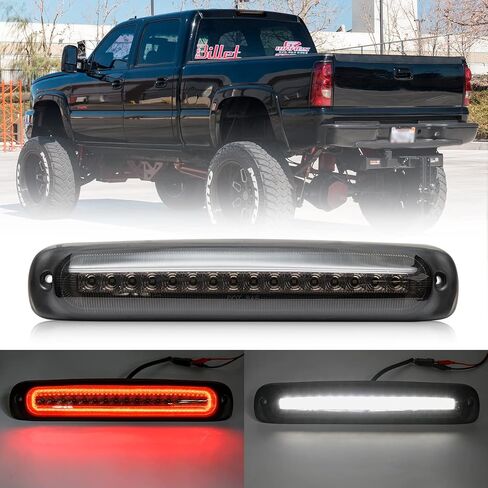 NSLUMO Led Third Brake Light Replacement for 1999-2006 Chevy Silverado GMC Sierra 1500 2500 Red LED Strobe Rear 3rd Brake Center High Mount Stop Lamp + White Cargo Light Kit Euro Smoked Lens in Saudi Arabia