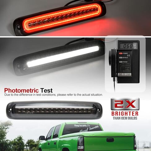NSLUMO Led Third Brake Light Replacement for 1999-2006 Chevy Silverado GMC Sierra 1500 2500 Red LED Strobe Rear 3rd Brake Center High Mount Stop Lamp + White Cargo Light Kit Euro Smoked Lens in Saudi Arabia