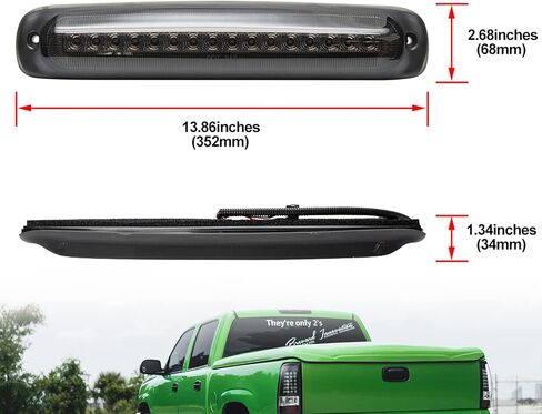 NSLUMO Led Third Brake Light Replacement for 1999-2006 Chevy Silverado GMC Sierra 1500 2500 Red LED Strobe Rear 3rd Brake Center High Mount Stop Lamp + White Cargo Light Kit Euro Smoked Lens in Saudi Arabia