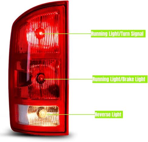 Tail Light Assembly Compatible With 2002 2003 2004 2005 2006 Dodge Ram 1500 Pickup; 2003 2004 2005 2006 Dodge Ram 2500/3500 Pickup Rear Brake Lamp Replacement Without Bulbs (Smoke-Red) in Kuwait