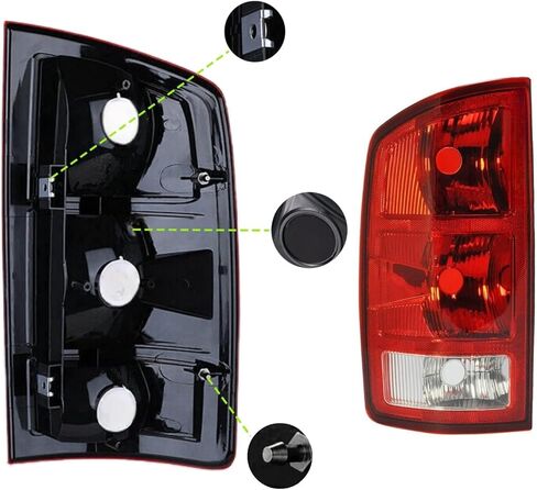 Tail Light Assembly Compatible With 2002 2003 2004 2005 2006 Dodge Ram 1500 Pickup; 2003 2004 2005 2006 Dodge Ram 2500/3500 Pickup Rear Brake Lamp Replacement Without Bulbs (Smoke-Red) in Kuwait
