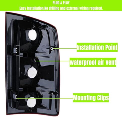 Tail Light Assembly Compatible With 2002 2003 2004 2005 2006 Dodge Ram 1500 Pickup; 2003 2004 2005 2006 Dodge Ram 2500/3500 Pickup Rear Brake Lamp Replacement Without Bulbs (Smoke-Red) in Kuwait
