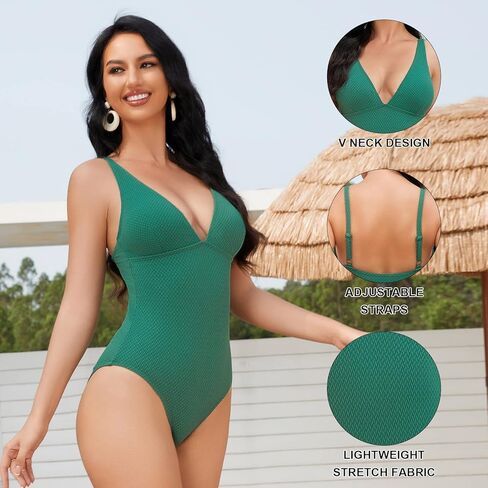 بدلة سباحة نسائية من قطعة واحدة من Taze'ne برقبة على شكل حرف V مع أشرطة قابلة للتعديل مونوكيني in Kuwait