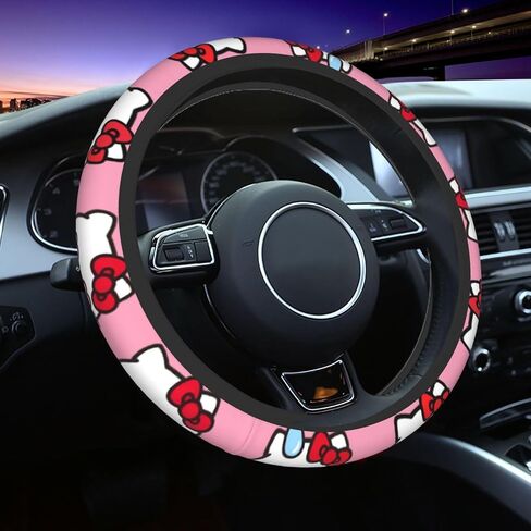 Purple Cute Cartoon Steering Wheel Cover,Anime Kawaii License Plate Frames, Universal 15 Inches Car Accessories for Men Women in Saudi Arabia