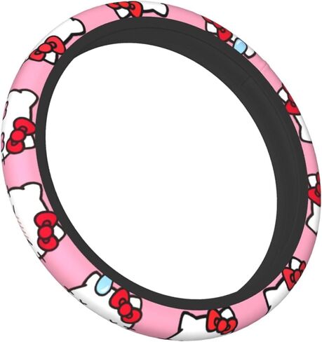 Purple Cute Cartoon Steering Wheel Cover,Anime Kawaii License Plate Frames, Universal 15 Inches Car Accessories for Men Women in Saudi Arabia