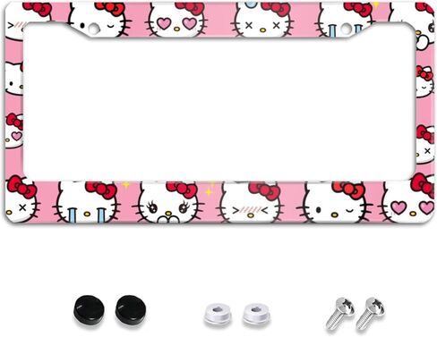 Purple Cute Cartoon Steering Wheel Cover,Anime Kawaii License Plate Frames, Universal 15 Inches Car Accessories for Men Women in Saudi Arabia