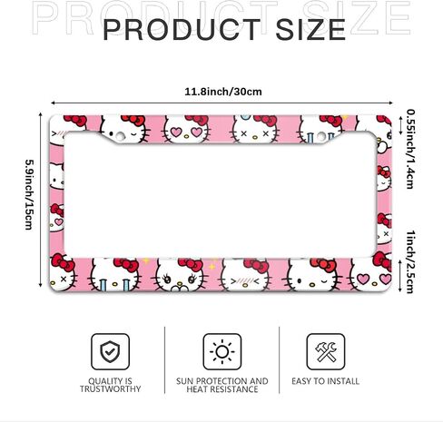 Purple Cute Cartoon Steering Wheel Cover,Anime Kawaii License Plate Frames, Universal 15 Inches Car Accessories for Men Women in Saudi Arabia