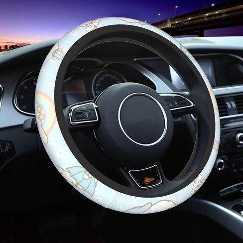 Purple Cute Cartoon Steering Wheel Cover,Anime Kawaii License Plate Frames, Universal 15 Inches Car Accessories for Men Women in Saudi Arabia