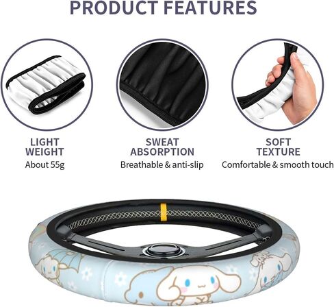 Purple Cute Cartoon Steering Wheel Cover,Anime Kawaii License Plate Frames, Universal 15 Inches Car Accessories for Men Women in Saudi Arabia