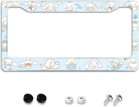 Purple Cute Cartoon Steering Wheel Cover,Anime Kawaii License Plate Frames, Universal 15 Inches Car Accessories for Men Women in Saudi Arabia