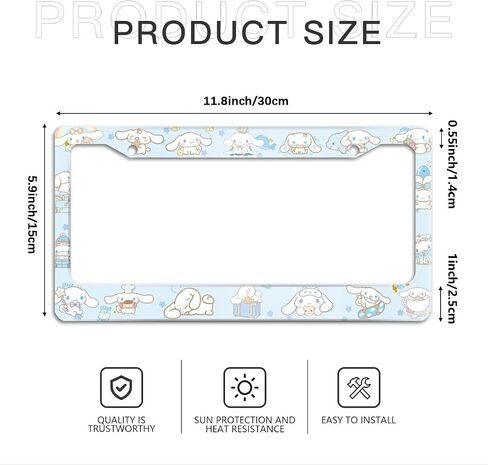 Purple Cute Cartoon Steering Wheel Cover,Anime Kawaii License Plate Frames, Universal 15 Inches Car Accessories for Men Women in Saudi Arabia