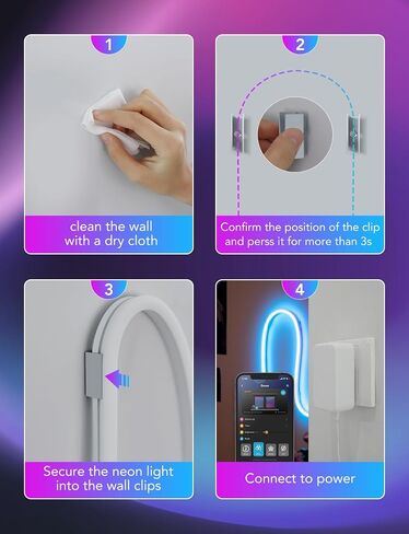 Govee RGBIC Neon Rope Light Mounting Brackets for Neon Lights H61D3 & H61D5, RGBIC Rope Light Clips, WiFi Neon Lights Holders 20pcs, (Not Support H61A0 & H61A2), Black in Saudi Arabia