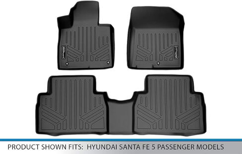 SMARTLINER Custom Fit Floor Mats 2 Row Liner Set Black Compatible with 2019-2020 Hyundai Santa Fe 5 Passenger Models in Saudi Arabia