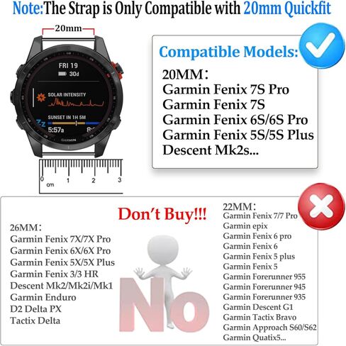 أربطة نايلون 20 مم لـ Garmin Fenix ​​7S Pro/Fenix ​​7S/Fenix ​​6S Pro/Fenix ​​6S، حزام رياضي سريع التركيب لـ Fenix ​​5S plus/Fenix ​​5S/Descent Mk2s، أخضر جيشي in Kuwait