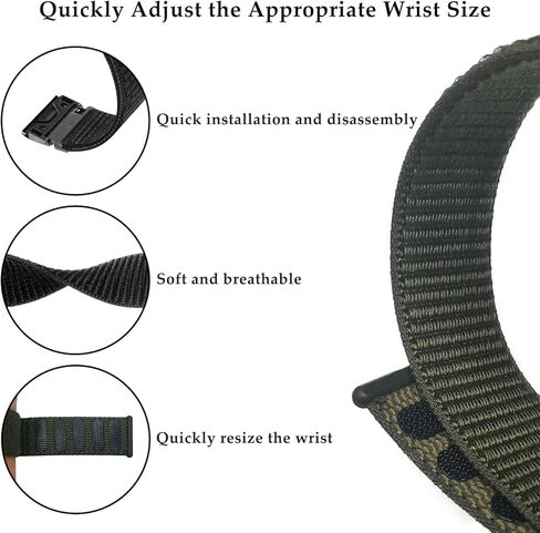 أربطة نايلون 20 مم لـ Garmin Fenix ​​7S Pro/Fenix ​​7S/Fenix ​​6S Pro/Fenix ​​6S، حزام رياضي سريع التركيب لـ Fenix ​​5S plus/Fenix ​​5S/Descent Mk2s، أخضر جيشي in Kuwait