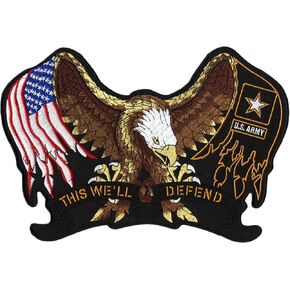 US Marines Eagle Patch | Military Patriotic Vet American Flag | Iron On Embroidered Large - by Nixon Thread Co. (11") (Marines)