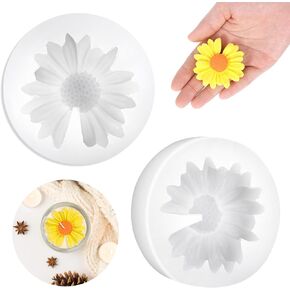2 Packs Daisy Flower Silicone Molds for Resin, 3D Flower Candle Molds Silicone Chocolate Mold Daisy Polymer Clay Resin Mold for DIY Cake Soap Candle Epoxy Concrete Casting Polymer Clay Craft Making
