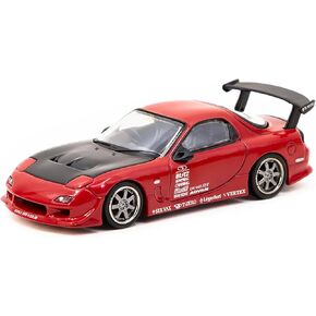 Tarmac Works RX-7 FD3S Vertex RHD (Right Hand Drive) Red with Black Hood Global64 Series 1/64 Diecast Model Car T64G-022-RE
