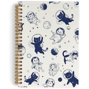 Cats in Space Spiral Notebook, Funny Cat Journal Notebook, Cute Space Cat Notebooks for School Work, Funny Office Supplies Gifts for Cat Lovers Kids Women, 5.5x8.3 Inch