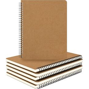 EUSOAR Spiral Journaling Notebooks, A4 6 Packs 8.5"x 11" 120 Pages Hardcover Spiral Blank Notebook, Blank Journal Unlined Notebooks Bulk for Student Office School Diary Drawing Writing-Brown