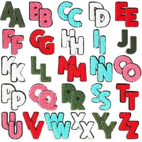 Bright Creations 52 Pieces Iron On Letters for Clothing, 2 Sets A-Z Chenille Letter Patches for Jackets & Denim, 5 Colors (1 Inch) - Iron Alphabets