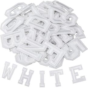 72Pcs Iron on Letters and Numbers Patches, White Embroidered Patches Alphabet Letters A-Z Numbers 0-9 Applique for Hats Shirts Jeans Clothes Bags DIY Accessories