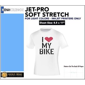 Neenah Coldenhove Jet-Pro SS Soft Stretch Iron On Heat Transfer Inkjet Papers for Light Fabrics 100 Sheets 8.5 x 11
