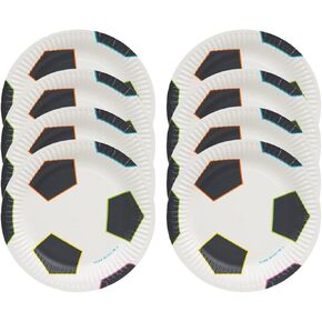 Talking Tables Soccer Plates | Pack of 12 Recyclable and Disposable Kids Party Tableware For Birthday, FIFA World Cup Football, Green, 18 centimeters