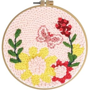 Hxswkk DIY Punch Needle Kits for Beginners Adults, Flower Embroidery Set with Daisy, Leaf, Vase Designs - Complete DIY Craft Gift for Kids, Home Decor in Kuwait