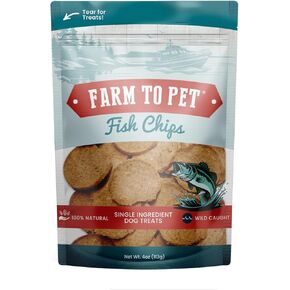 Farm To Pet - Dog Training Treats - Fish Chips, Single Ingredient, Lean, All Natural, Healthy Treats for Small, Medium, Large Dog Breeds, & Puppies, Made in USA