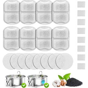 Opeth Dog Water Fountain Filter,Compatible with Large 7L/230oz/1.8G Stainless Steel Pet Water Fountain,Multi-Filtration 16 Set Dog Fountain Filter Replacement.
