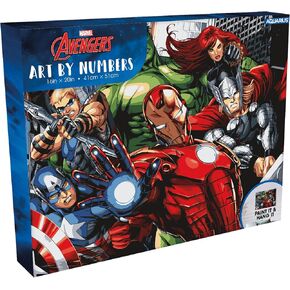 AQUARIUS Marvel Avengers Assemble Art by Numbers - 16 x 20 inches Avengers Themed Paint by Number for Adults & Kids - DIY Color by Number Paint Kit for Beginner - Officially Licensed