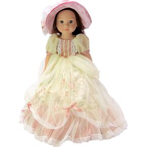 American Fashion World Pink Floral Colonial Dress Set for 18-Inch Dolls |Hat Included | Premium Quality & Trendy Design | Dolls Clothes | Outfit Fashions for Dolls for Popular Brands