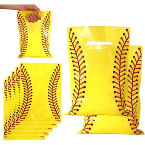 50pcs Softball Gift Bags, 9.84x6.69in Sports Theme Goodie Bags Softball Party Treat Favors Supplies for Girl Team Candy Snacks Presents Cookies