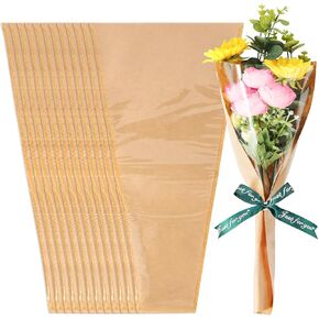 100pcs Flower Wrapping Paper Bouquet, Clear Flower Bouquet Wrapping Paper Flower Bags Kraft Bouquet Holder Flower Bar Supplies, Wrapping Sleeves for Graduation Wedding Birthday Gift 9.4x3.5x17.7 Inch