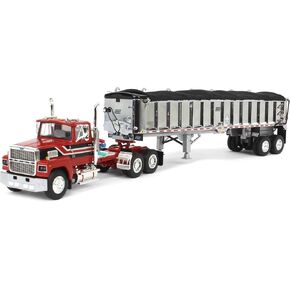 First Gear 1/64 Red & Black Ford LTL 9000 Day Cab w/East End Dump Trailer 60-1799
