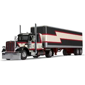 DCP by First Black/Cream/Red 1/64 Scale Peterbilt 359 with 36" Flat Top Sleeper & 40' Vintage Trailer