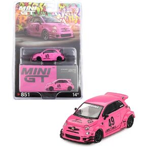 Diecast Model Car Compatible with Mini GT 1:64 Abarth 595 LB-Works x Abas Works Pink Limited Edition MGT00851