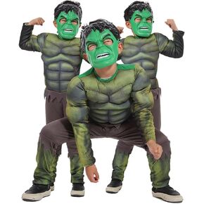 Boys Halloween Super Hero Costume Muscle Padded Cosplay Jumpsuit