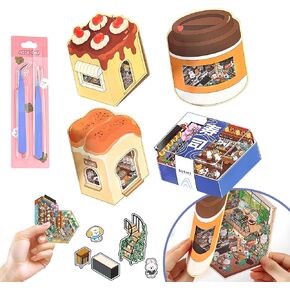 3D Scene Sticker Therapy for Adults and Kids 2 Books with 12 Sets of DIY 3D House Stickers Featuring Various Themes