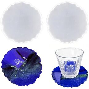 Resin Coaster Molds Set 2 Pcs Silicone for Epoxy Coasters Unique Small Agate Geode Mold Kit for DIY Crafts Lets Create Making for Art