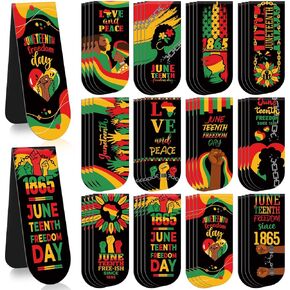 Pasimy 48 Pcs Juneteenth Bookmarks Bulk Magnetic Juneteenth Party Favors Gifts Double Side Inspirational June 19 Bookmark for Black African American Independence Freedom Day 1865 Celebration(African)